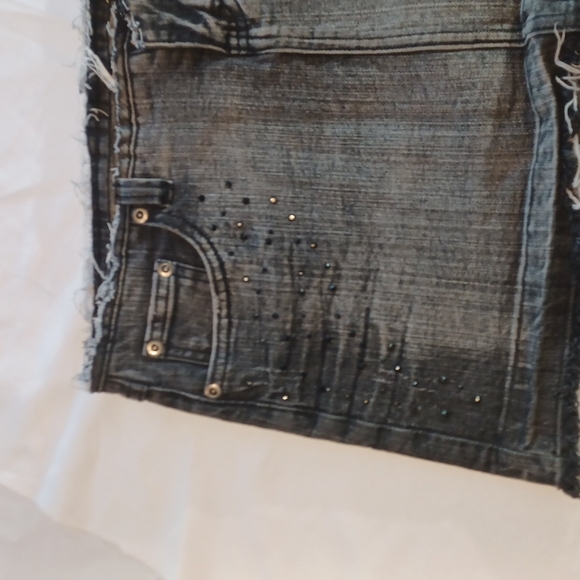 No Name Vintage 90's Size 5 Black Washed Denim Mini Skirt - Picture 2 of 4